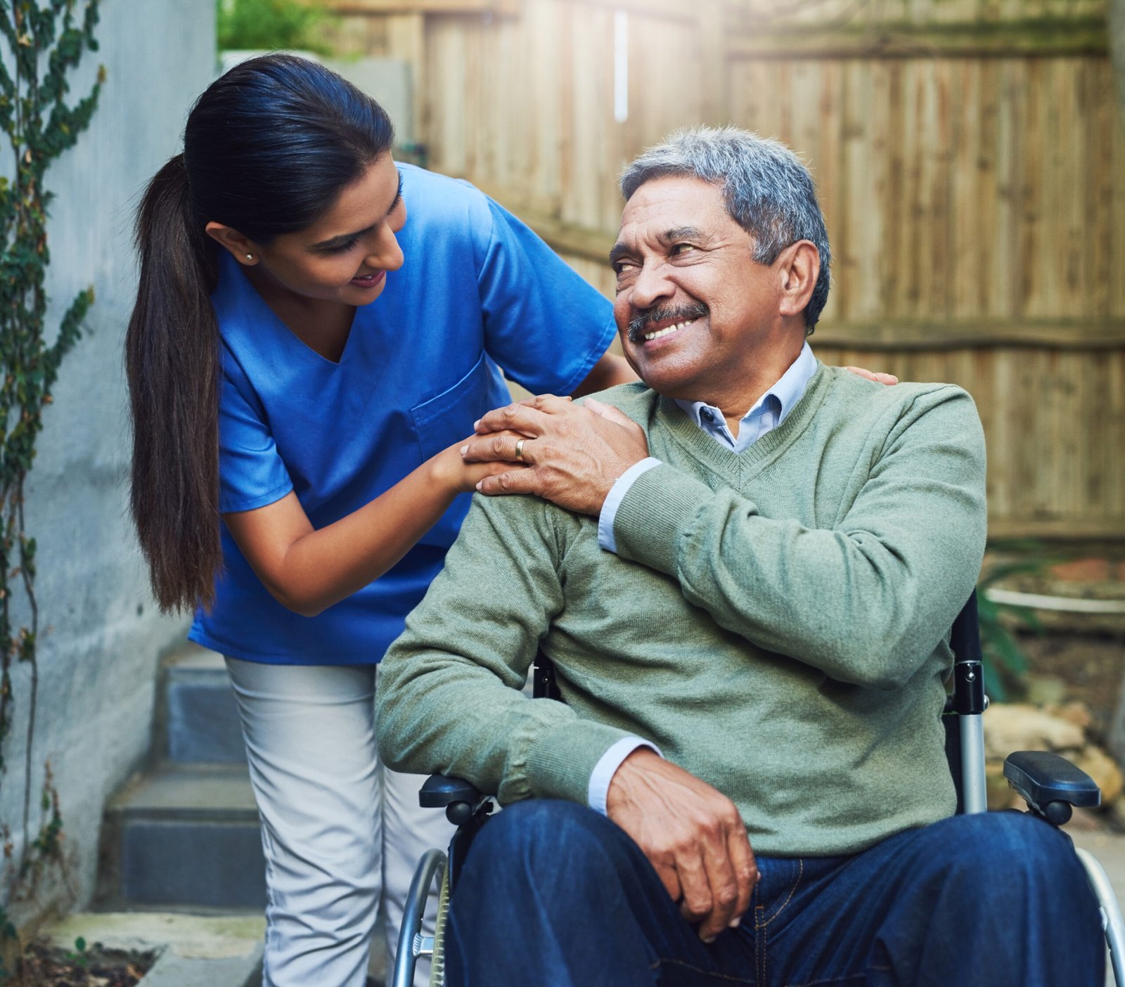 kindness-care-elderly-man-with-nurse-healthcare-support-outdoor-retirement-home-caregiver-woman-smile-patient-together-trust-empathy-wellness-